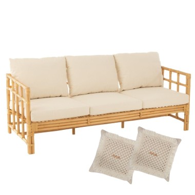 SOFA 3 OS. ELISE + 2 PODUSZKI SKANDYNAWSKIE / RATTANOWA - J-LINE