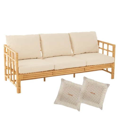 sofa rattanowa elise 3 osobowa j-line z poduszkami