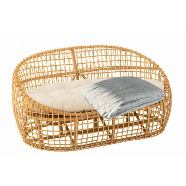 SOFA LISE + PLED SKANDYNAWSKI / RATTAN NATURAL - J-LINE