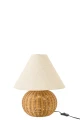 LAMPA STOŁOWA KULA RATTAN ECRU - J-LINE