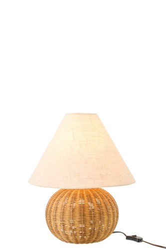lampka stołowa kula rattan klosz ecru