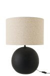 lampa stołowa kula ceramiczna czarna z jasnym kloszem
