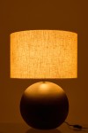 lampa stołowa kula ceramiczna czarna z jasnym kloszem