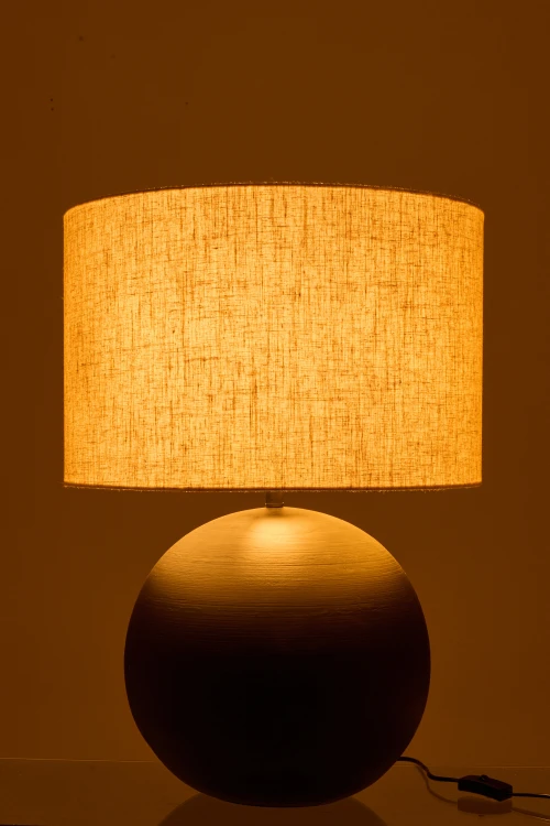 lampa stołowa kula ceramiczna czarna z jasnym kloszem