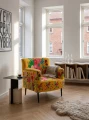 FOTEL FLOWERS VELVET YELLOW - J-LINE