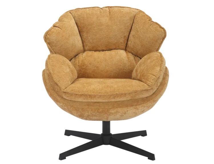 Fotel Betty z obrotowym siedziskiem w kolorze curry Nordic Home3.png