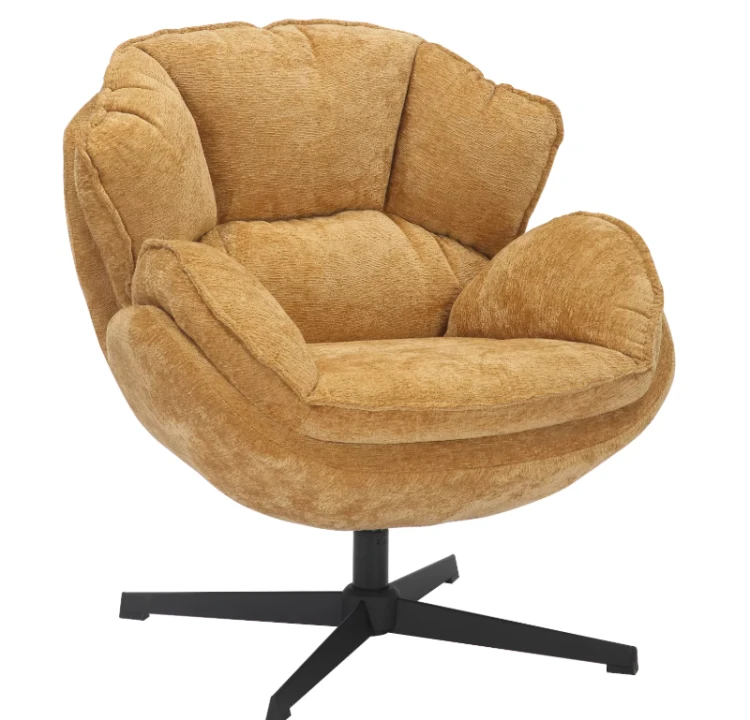 Fotel Betty z obrotowym siedziskiem w kolorze curry Nordic Home.png