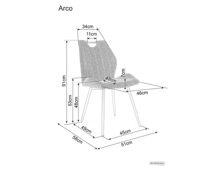 krzesło arco tapicerowane szare signal