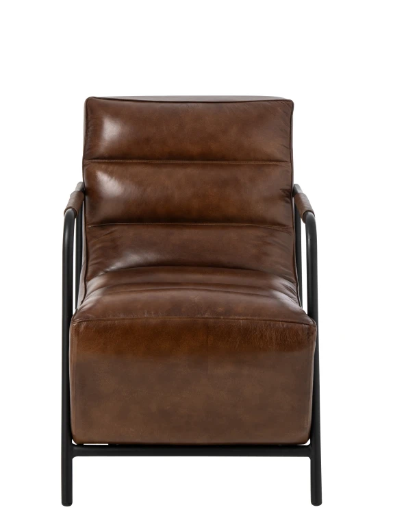 fotel skórzany brązowy  w styku loft