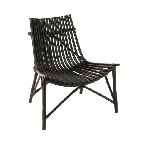 fotel boho czarny z rattanu J-Line