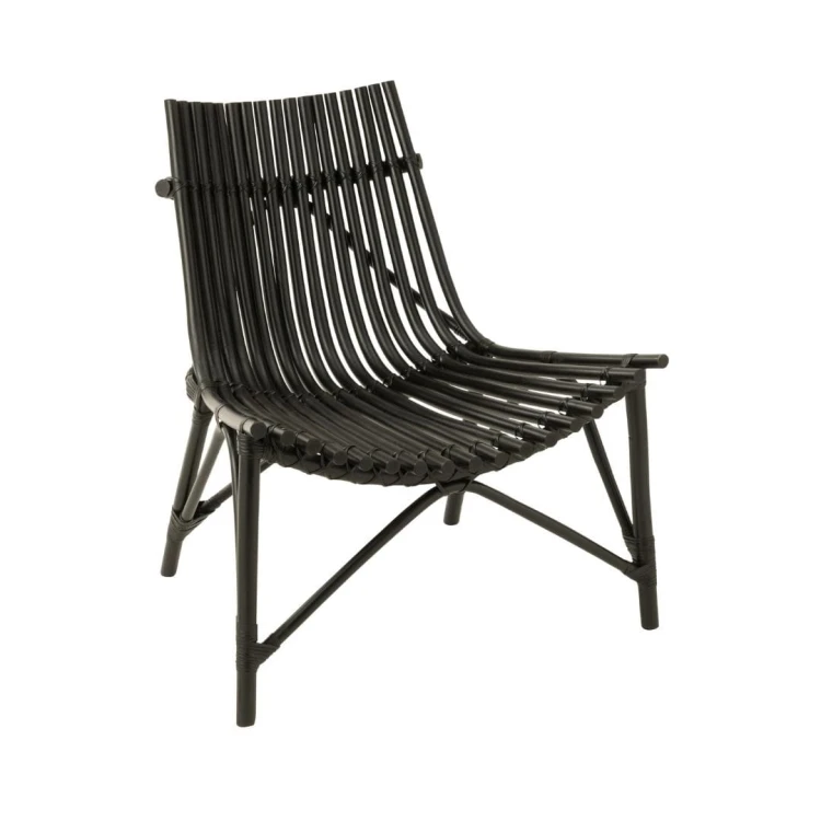 fotel boho czarny z rattanu J-Line