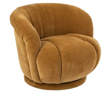 FOTEL OBROTOWY VELVET ŻÓŁTY MUSZTARDOWY - J-LINE