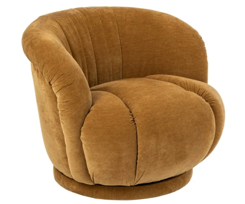 FOTEL OBROTOWY VELVET ŻÓŁTY MUSZTARDOWY - J-LINE