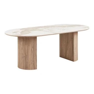 STÓŁ DO JADALNI ATHENS CERAMICZNY BLAT BIAŁO-BRĄZOWY 100 CM X 210 CM - HOUSE NORDIC