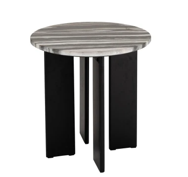 STOLIK BOCZNY MATHILDE MARBLE CZARNY / SZARY - J-LINE