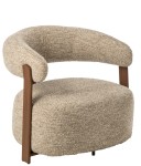 fotel skandynawski tapicerowany z efektem drewna beżowy j-line