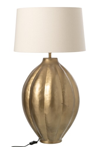 lampa stołowa złota z białym kloszem