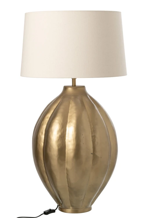 lampa stołowa złota z białym kloszem
