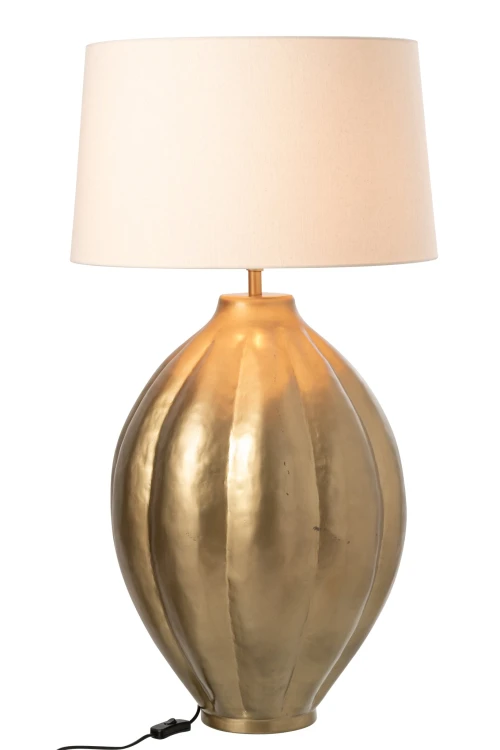 lampa stołowa złota z białym kloszem
