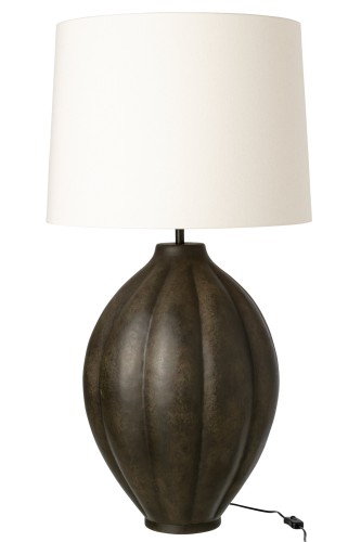 lampa stołowa z ryflowanego aluminium brązowa