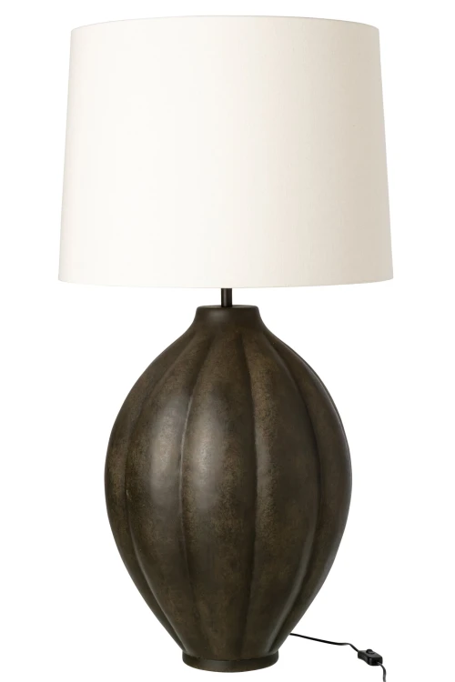 lampa stołowa z ryflowanego aluminium brązowa
