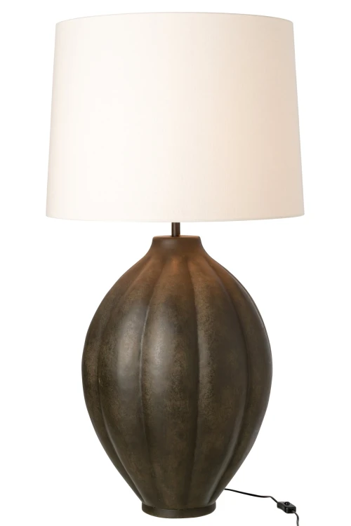 lampa stołowa z ryflowanego aluminium brązowa