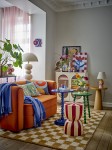 stolik boczny ellar niebieski drewniany bloomingville