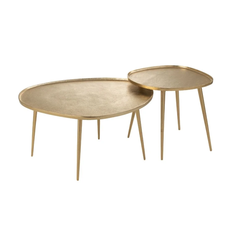 Stoliki boczne Vinta Aluminium Gold - zestaw 2 - J-Line