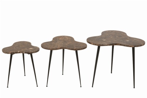 Stoliki boczne Bee z marmurowym blatem brown black - J-Line