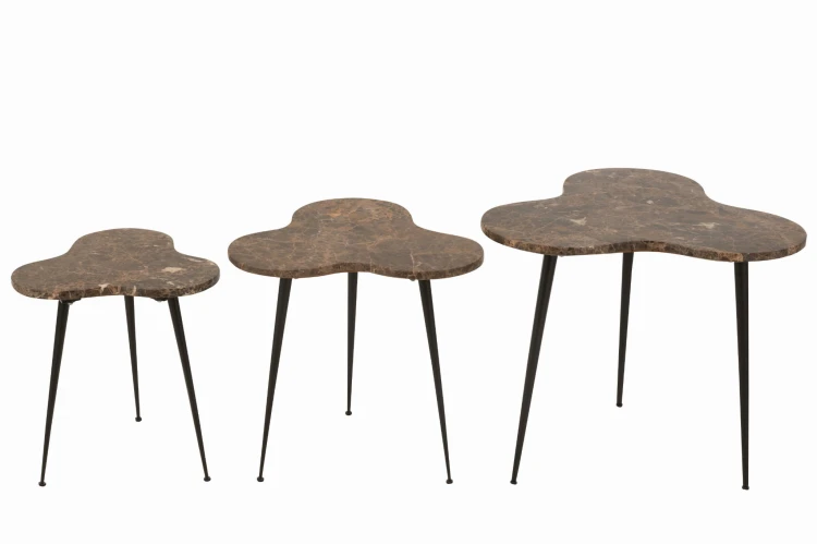 Stoliki boczne Bee z marmurowym blatem brown black - J-Line