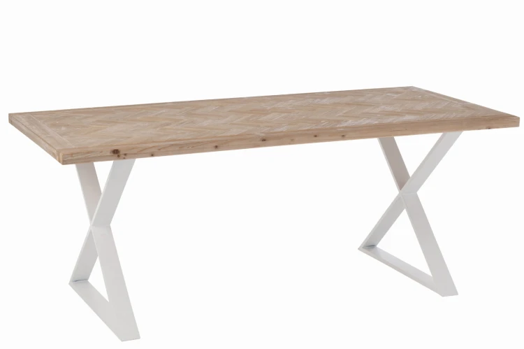 stół zigzag drewno metal naturalny biały j-line
