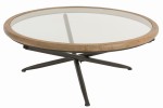 stolik coffee round wood glass brown j-line