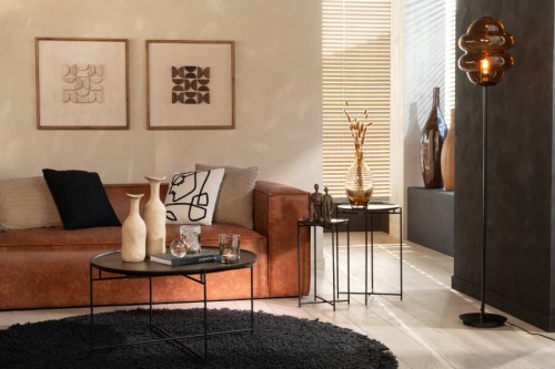 stolik okrągły iron mango brown black j-line
