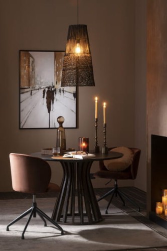 stół okrągły drewno mango dark brown j-line