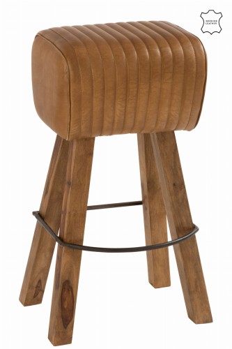 krzesło stołek gym leather drewno mango j-line