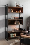 regał rustic wood metal black natural j-line