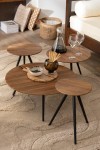 stolik round z drewna tekowego zestaw 4 j-line
