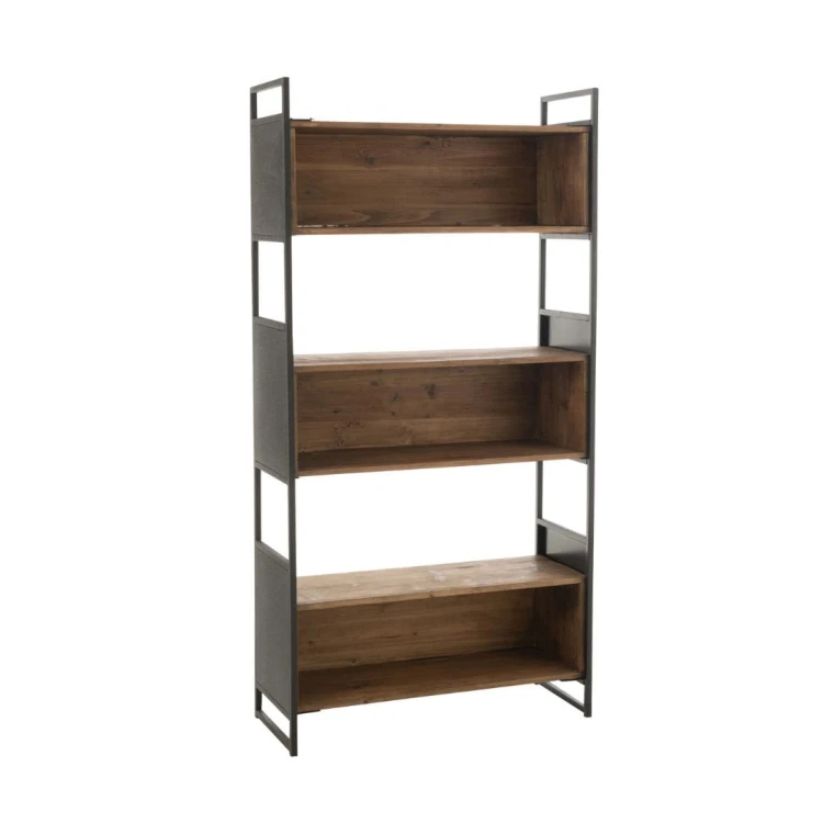 regał rustic wood metal black natural