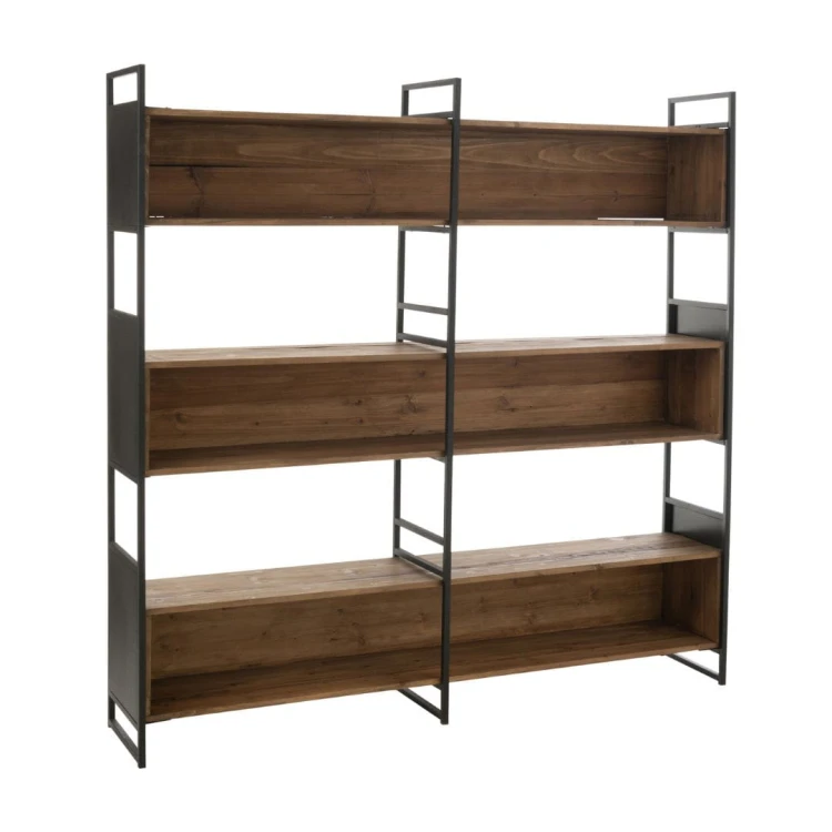regał Rustic duży drewno metal czarny j-line