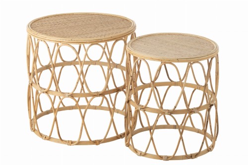 STOLIK BOCZNY WAVE RATTAN NATURAL (ZESTAW 2) - J-LINE