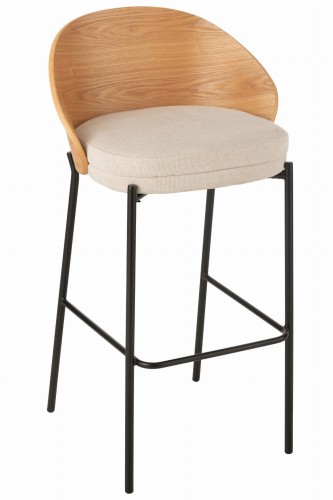 krzesło barowe drewno jasne natural i siedzenie beige j-line