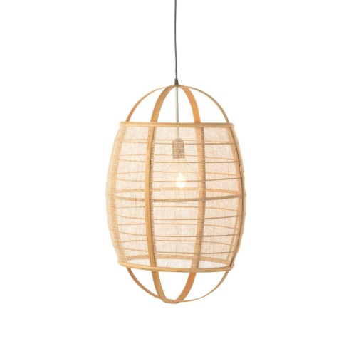 lampa sufitowa bambusowa z lnem owal - j-line