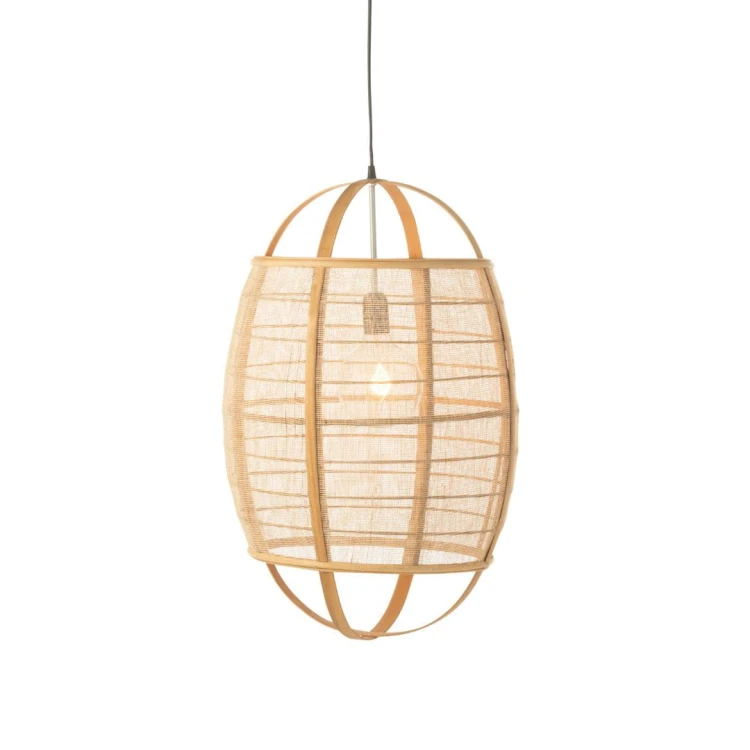 lampa sufitowa bambusowa z lnem owal - j-line