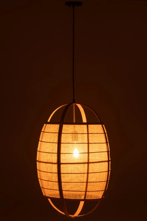lampa sufitowa bambusowa z lnem owal - j-line
