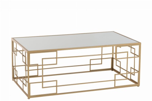 stolik kawowy lines gold szkło metal j-line