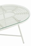 stolik lounge oval metal szkło white j-line