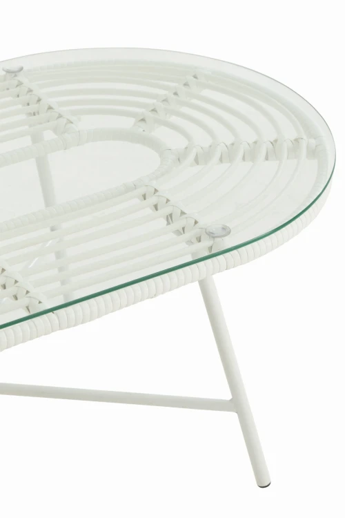 stolik lounge oval metal szkło white j-line
