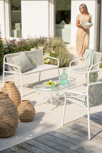 stolik ogrodowy lounge oval metal szkło white j-line