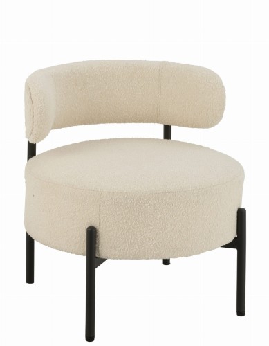 fotel lounge boucle white black j-line
