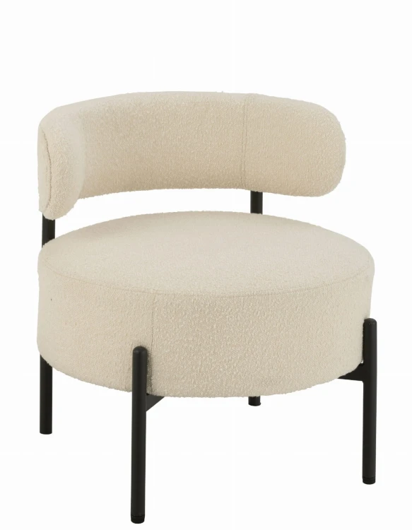 fotel lounge boucle white black j-line